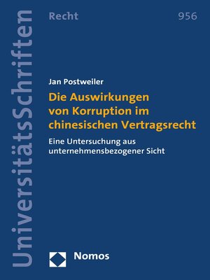 cover image of Die Auswirkungen von Korruption im chinesischen Vertragsrecht